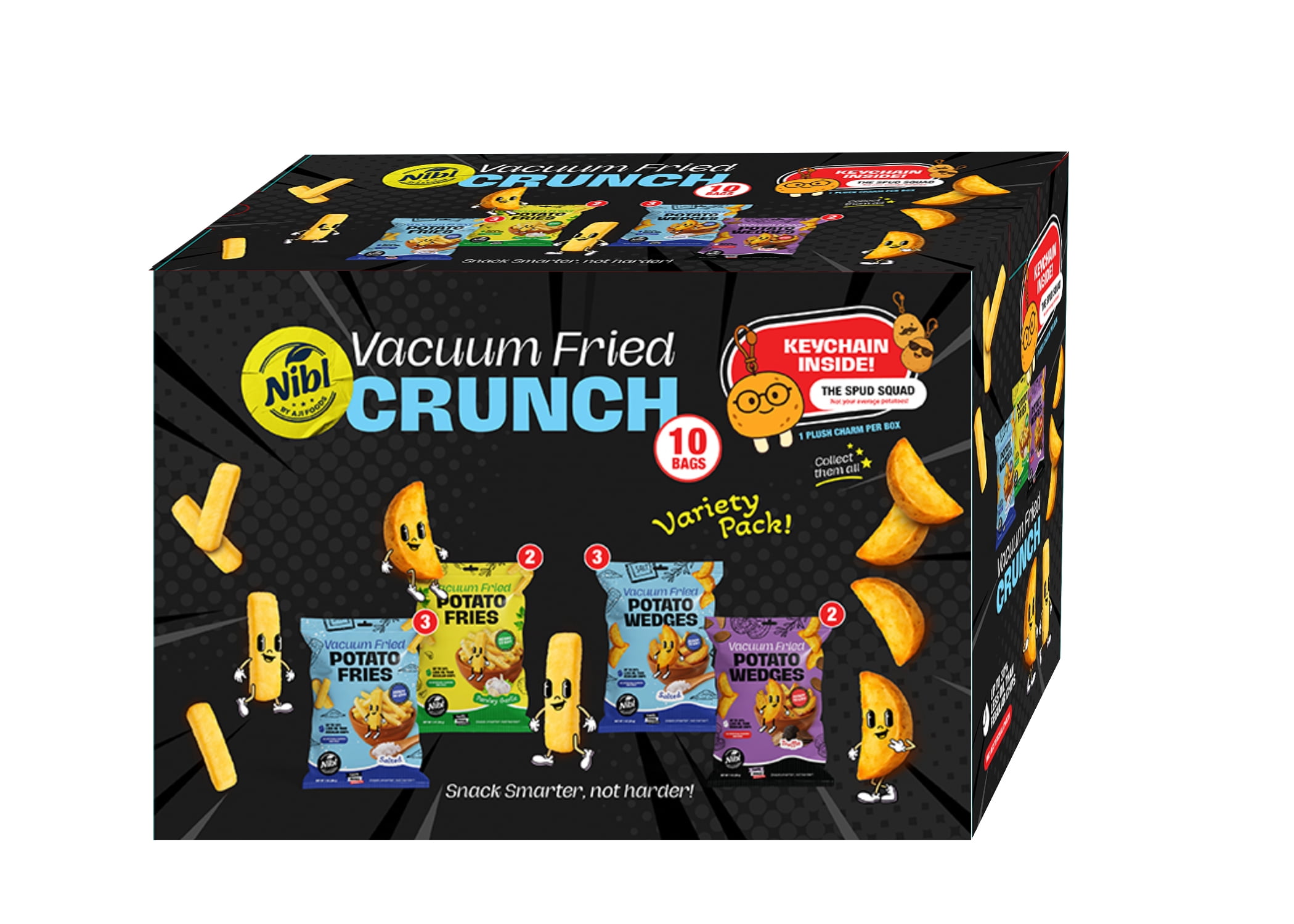Nibl Vacuum Fried Potato Crunch Variety Pack, Potato Fries & Wedges ...