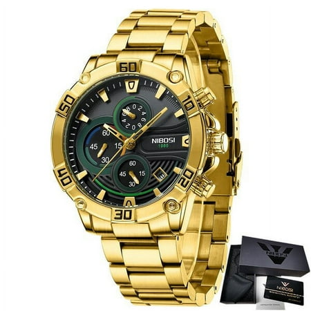 Nibosi 2022 New Watch For Men Luxury Gold Fashion Quartz Clock Analog Chronograph Sport Waterproof Wristwatch Relogio Masculino - Quartz Wristwatches