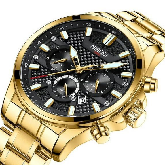 Nibosi Fashion Gold Watch Men Top Brand Sport Watches Mens Waterproof Quartz Clock Casual Military Wristwatch Relogio Masculino - Quartz Wristwatches