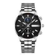 Nibosi Men's Black Watches Dial Metal Band Luxury Famous Top Brand Men Fashion Casual Dress Military Quartz Silver Wristwatches - Quartz Wristwatches