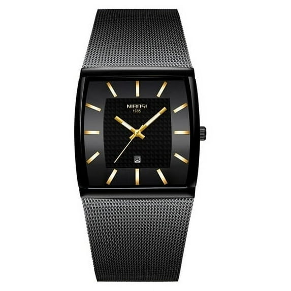 Nibosi Mens Watches Top Brand Luxury Blue Square Quartz Watch Men Slim Waterproof Golden Male Wristwatch Men - Quartz Wristwatches