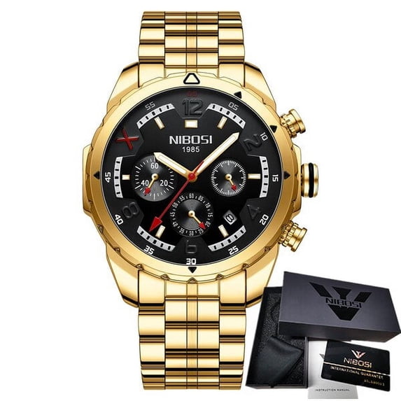 Nibosi New Men Watches Top Luxury Brand Steel Waterproof Sport Quartz Watch Men Fashion Date Clock Chronograph Relogio Masculino - Quartz Wristwatches