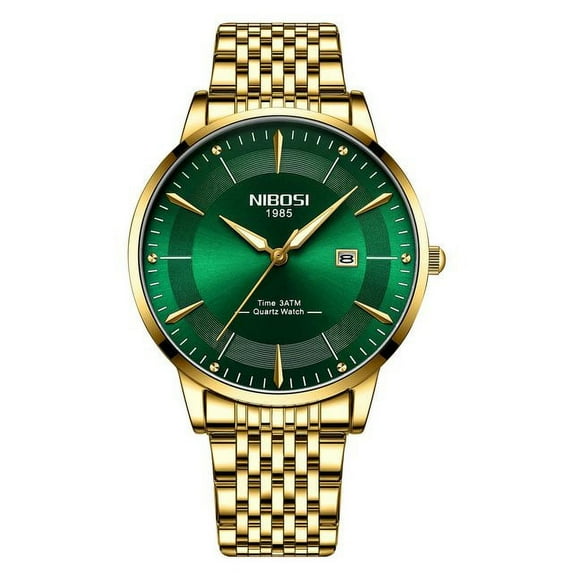 Nibosi Top Brand Luxury Gold Green Quartz Watch Men Luminous Waterproof Watches Calendar Business Watch Men Relogio Masculino - Quartz Wristwatches