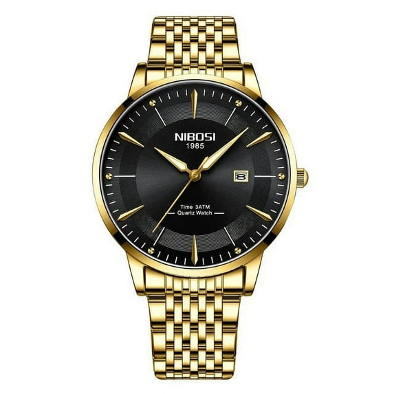 Nibosi Top Brand Luxury Gold Green Quartz Watch Men Luminous Waterproof Watches Calendar Business Watch Men Relogio Masculino - Quartz Wristwatches