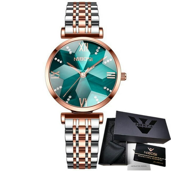 Nibosi Watch For Women Top Brand Luxury Fashion Quartz Ladies Watch Rhombus Glass Green Clock Female Wristwatch Relogio Feminino - Quartz Wristwatches