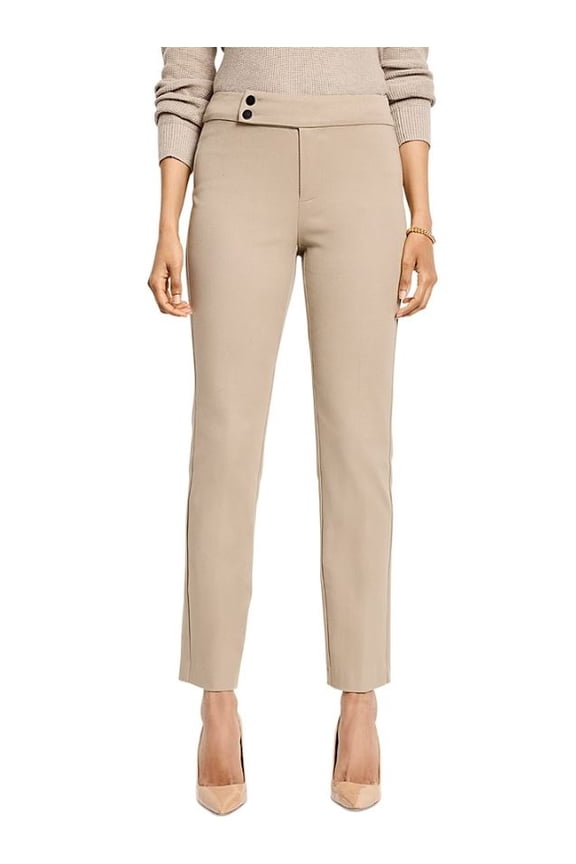 Women's Khaki Bi Stretch Straight Ankle Pants, 16