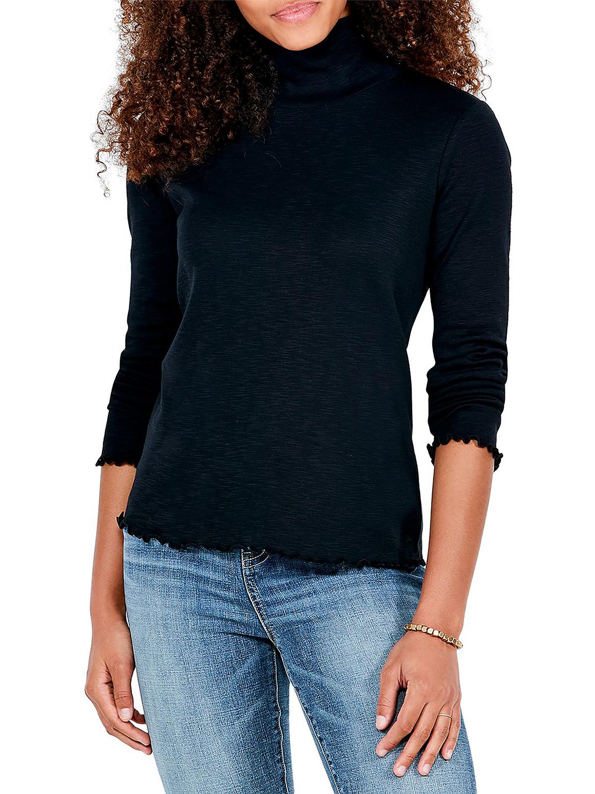 Nic + Zoe Womens Lettuce Edge Turtleneck Turtleneck Sweater