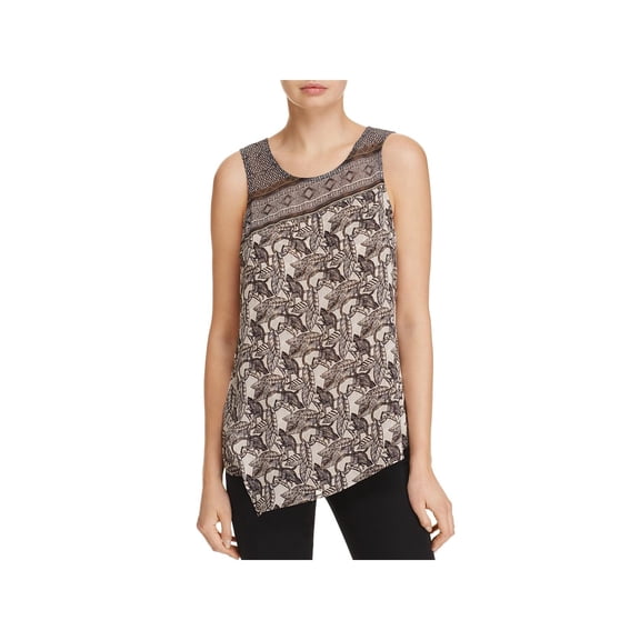Nic + Zoe Womens Mirrored Monkeys Chiffon Printed Blouse