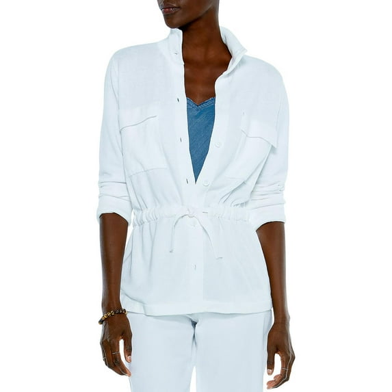 Nic + Zoe Womens Ribbed Sweater Button-Up