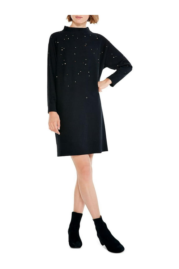 Nic + Zoe Womens Twinkle Embellished Mini Sweaterdress