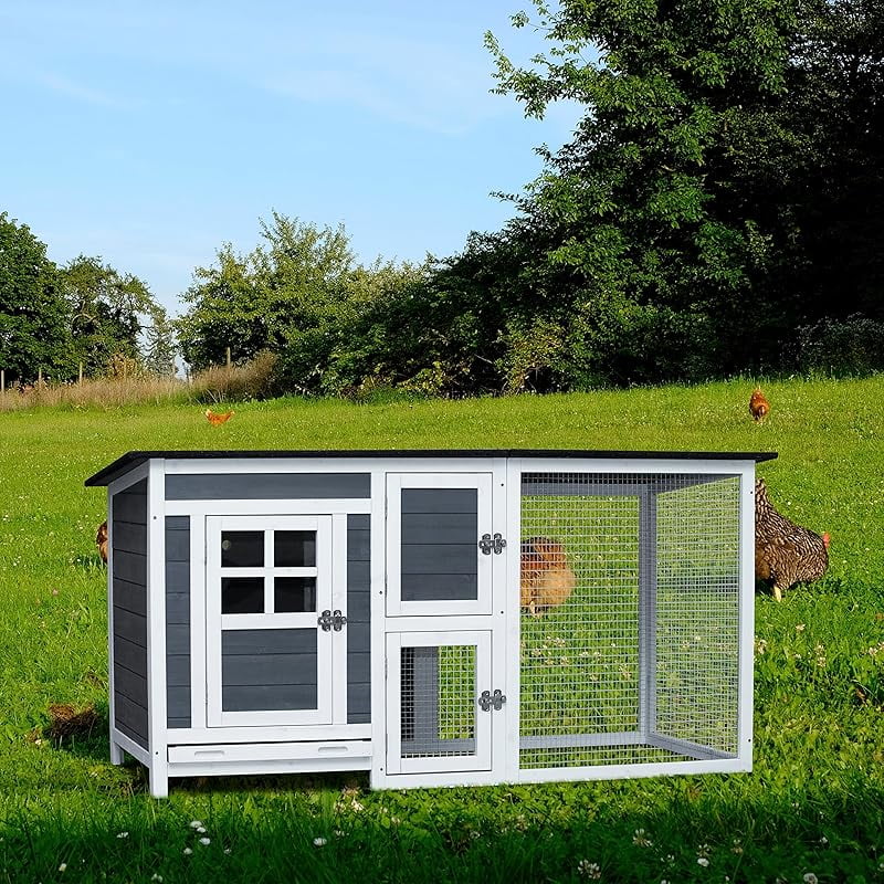 NicBex Rabbit Hutch Indoor & Outdoor Wooden Rabbit House Small Animal ...