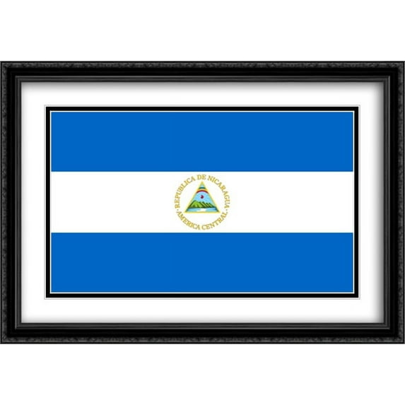 Nicaragua 2x Matted 40x28 Large Black Ornate Framed Art Print by The Flag Art Print Series