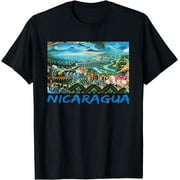 Nicaragua Artesania Central America Flag Art T-Shirt Black