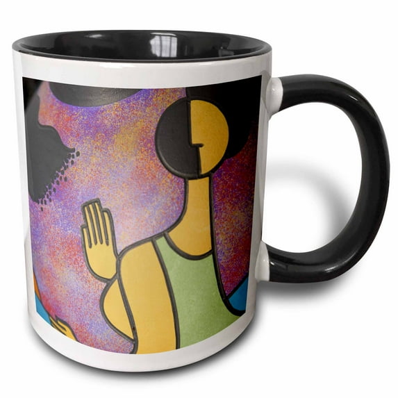 3drose, Nicaragua, Catarina, Pottery, Abstracts - Sa14 Jme0130 - John and Lisa Merrill, 11oz Two-tone Black Mug