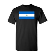 T-shirt Patriotique Nicaragua Drapeau Et Armoiries - Homme Coton Fait Main USA