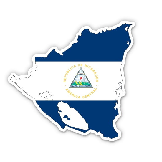 Nicaragua Country Flag Shape - 5" Vinyl Sticker - For Car Laptop I-Pad - Waterproof Decal