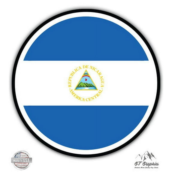 Nicaragua Flag - 12" Vinyl Sticker Waterproof Decal