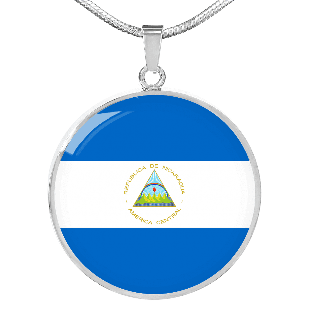 DIYthinker Nicaragua National Flag Necklace - Handmade Leather Rope Pendant, Adjustable, 50+5cm Chain