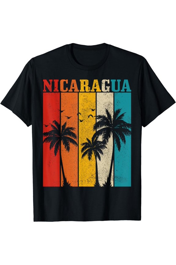 Nicaragua Vintage Palm Trees Surfer Nicaraguan Souvenir Nica T-Shirt