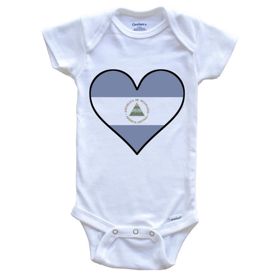 Nicaraguan Flag Baby Bodysuit - Cute Nicaraguan Flag Heart - Nicaragua Baby Bodysuit, 3-6 Months White