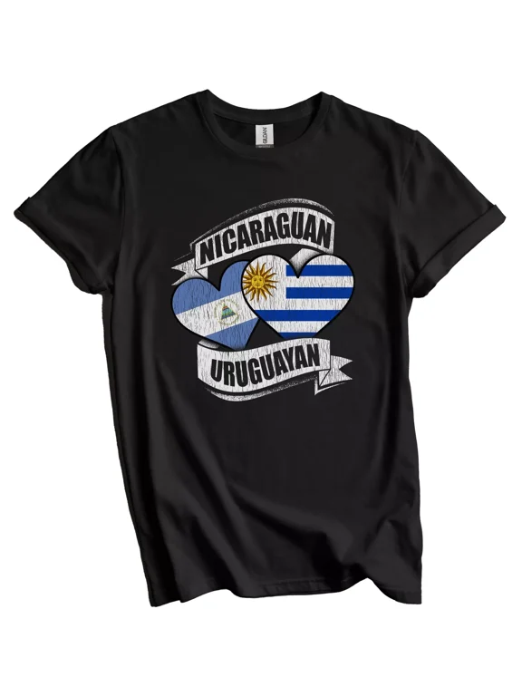 Nicaraguan Uruguayan Hearts Nicaragua Uruguay Flags T-Shirt