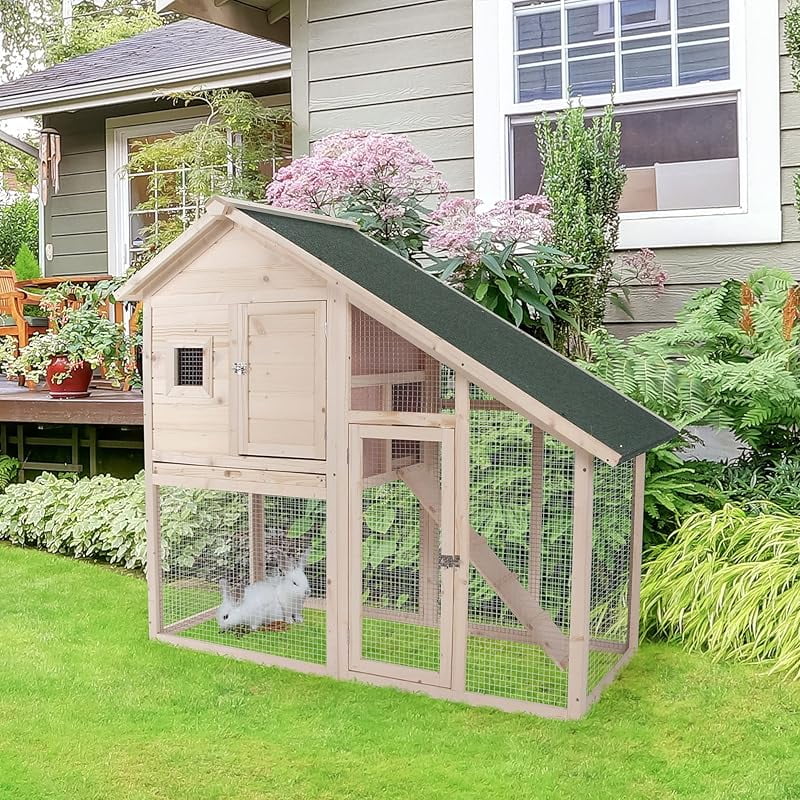 Nicbex rabbit hutch indoor & outdoor wooden rabbit house small animal