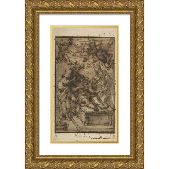 Niccolò Ricciolini 16x24 Gold Ornate Framed and Double Matted Museum Art Print Titled - The Death of Saint Joseph (1739)