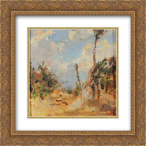 Niccolo Cannicci 2x Matted 20x20 Gold Ornate Framed Art Print 'Il passo della Futa'