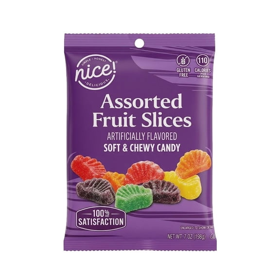 Nice! Assorted Fruit Slices Candy, 7 oz Bag