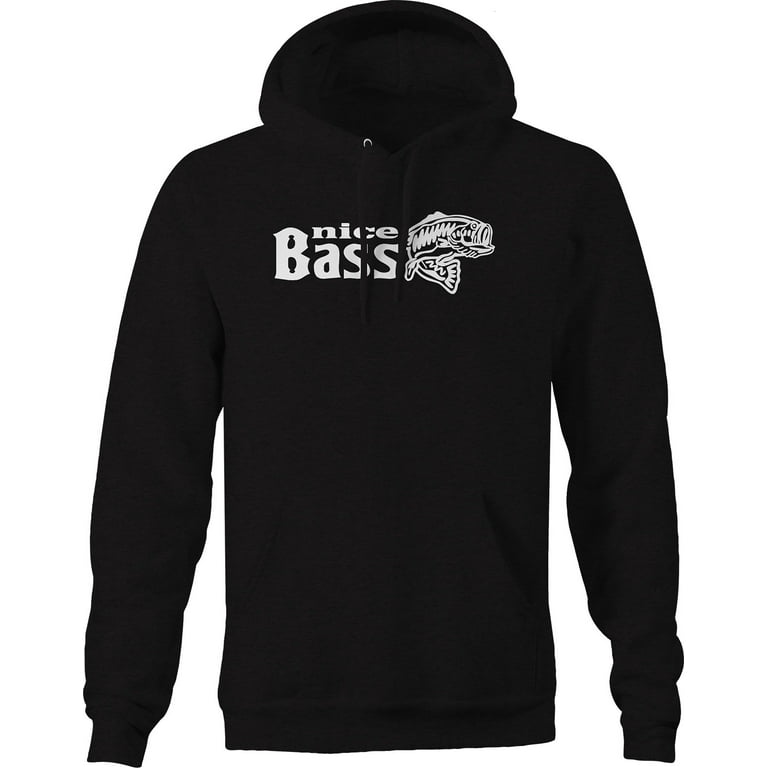 Nice Bass Fishing Hoodie for Big Men 3XL Black