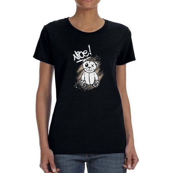Nice Bear Grunge Style Shaped T-Shirt Women -Image by Shutterstock, Female XX-Large