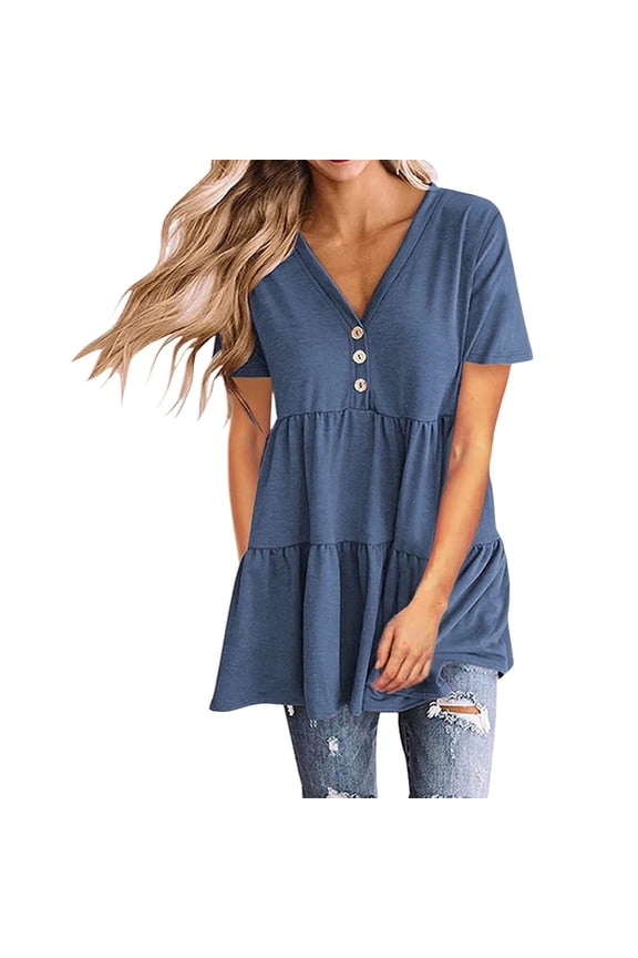 Nice Blouses for Women Trendy Summer Cute Short Sleeve Shirts T Shirts Solid Color Tops Plus Oversized Tops My Reorder List
