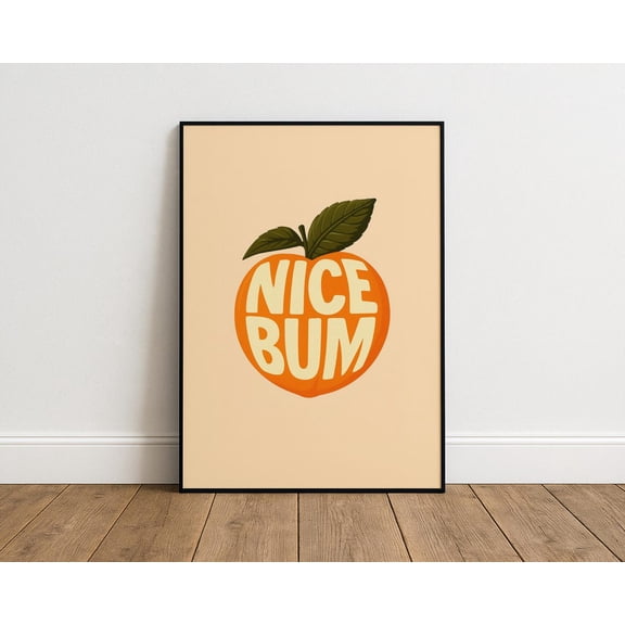 Nice Bum Art Print – Peach Wall Decor For Bathroom Or Couples, Unframed Canvas Size 8x12