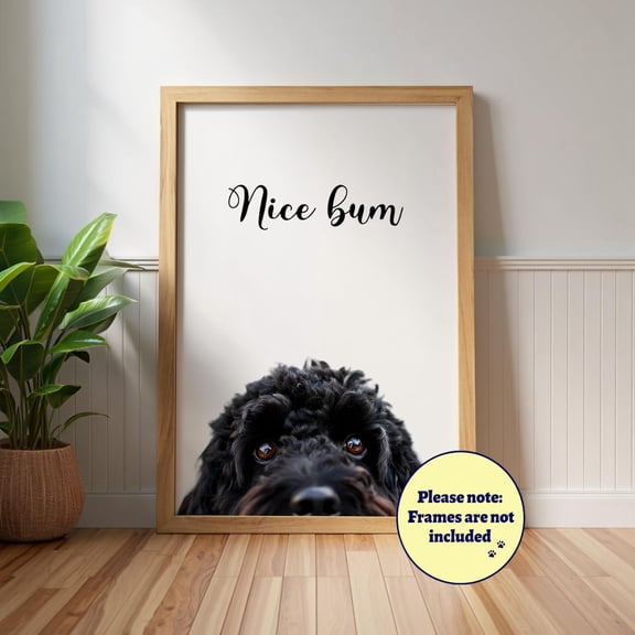 Nice Bum Black Cockapoo Wall Art Print, Unframed Paper Poster 8x10in
