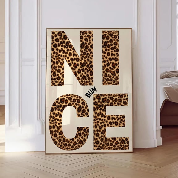 Nice Bum Poster Bold Retro Poster, Leopard Wall Art, Bathroom Art, Girly Wall Art, Trendy Wall Art, Couple Gift, Aesthetic Room Decor Home Decor, 8x12 UNFRAMED