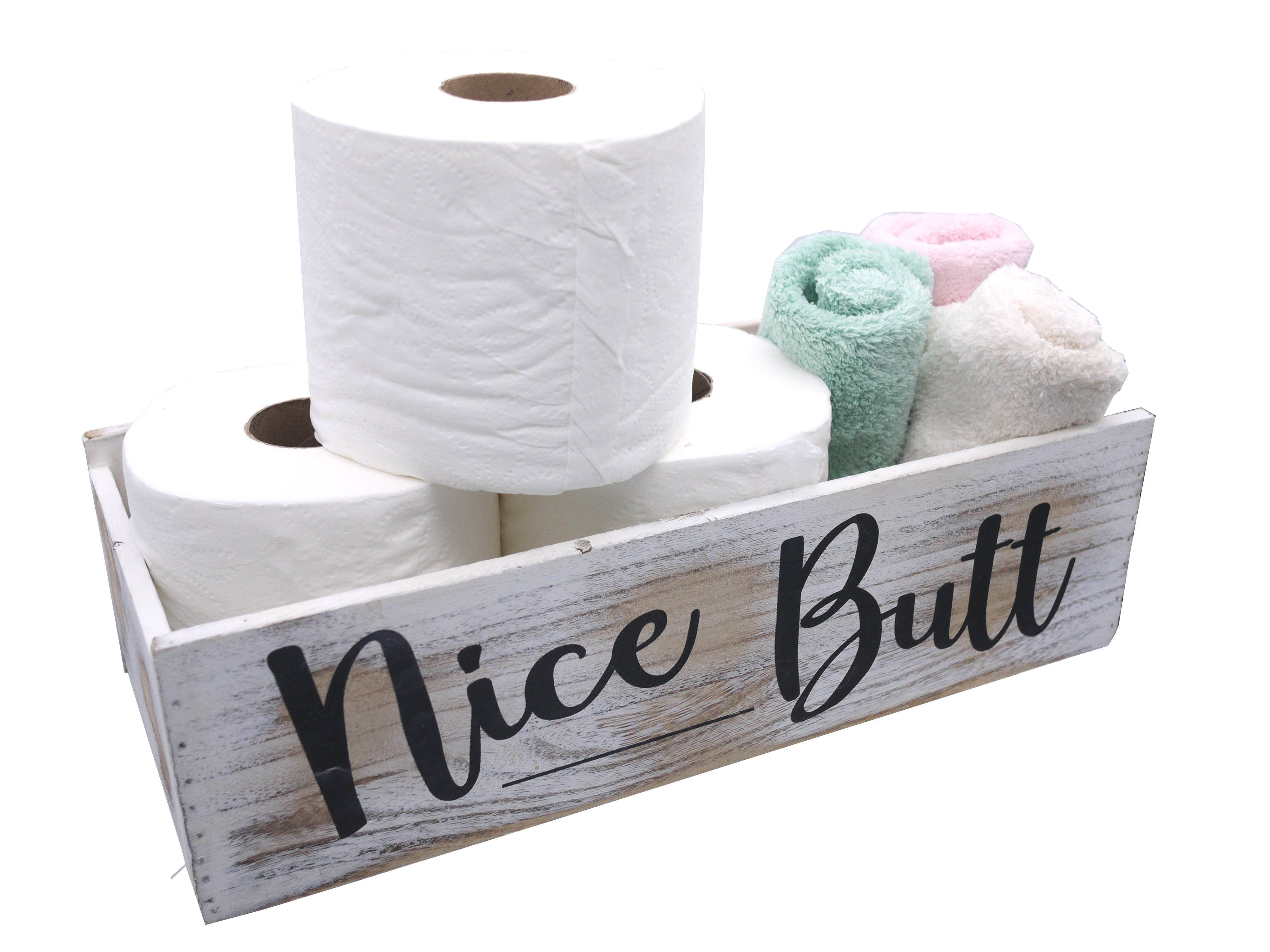Nice Butt Bathroom Decor Box, Farmhouse Wooden Bathroom Box, Wooden Rustic Toilet Paper Holder