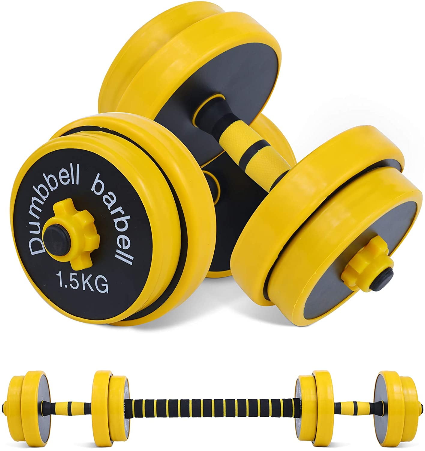 Nice C Adjustable Dumbbell Barbell Weight Pair, Yellow