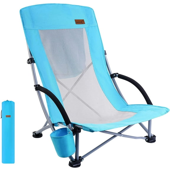 Nice C Beach Camping Folding Chair w/Cooler High Back, with Cup Holder & Carry Bag Compact & Heavy Duty Outdoor, Camping, BBQ, Beach, Travel, Picnic, Festival(One Blue)