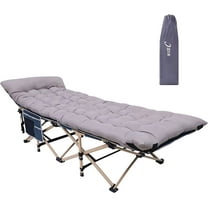 Nice C Camping Cots, Camping Cots with Mattress, for Adults, Folding Cot, with Pillow, Carry Bag & Storage Pocket, Extra Wide Sturdy, Holds Up to 500 Lbs (1, Mattress Grey)