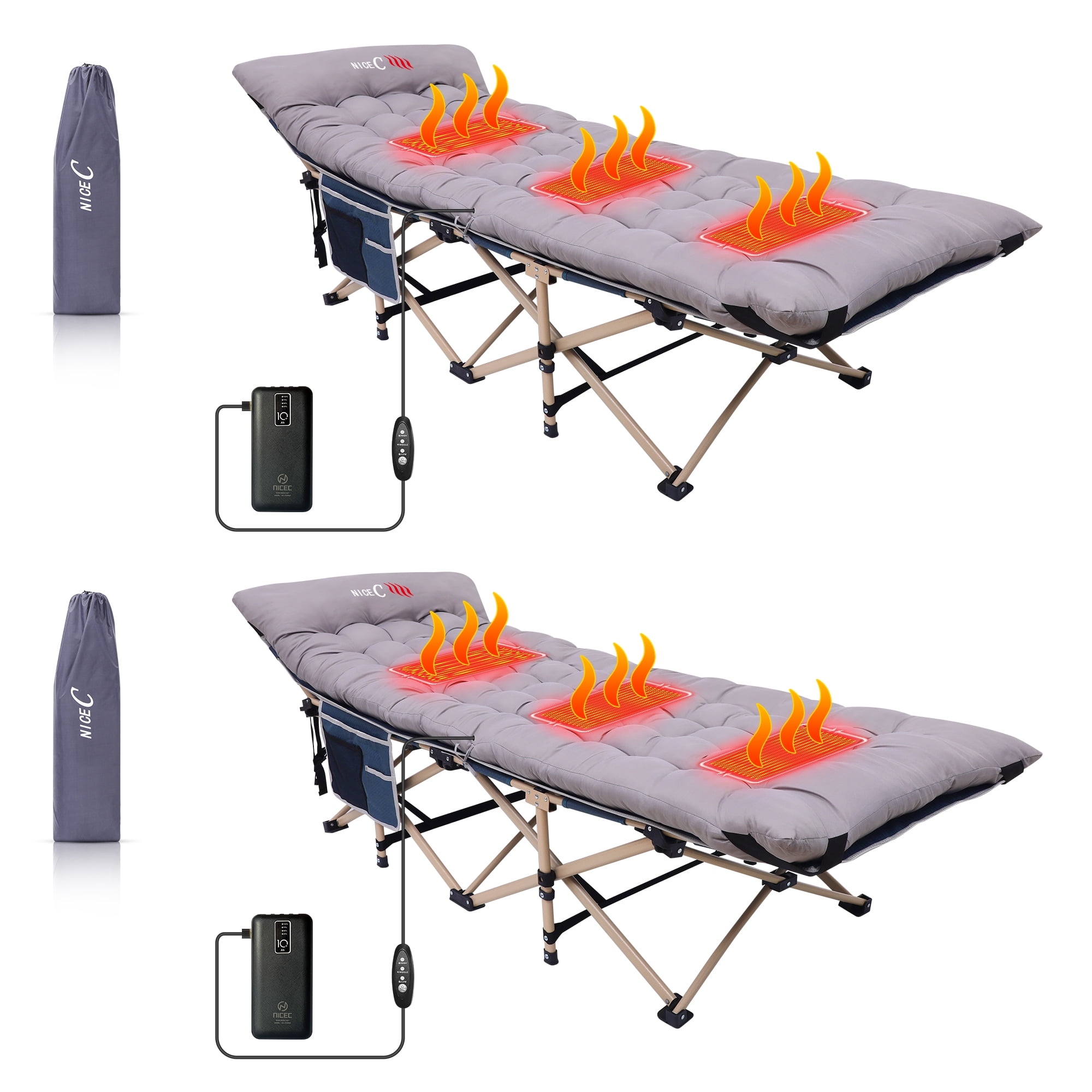 Nice C Camping Cots Heatable with Mattress, Cots for Adults, Folding
