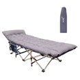 thumbnail image 1 of Camping Cots with Removable Mattress, Lounge Chair, Cot for adults, camping Bed, with Pillow, Carry Bag & Storage Pocket, Extra Wide Sturdy, Heavy Duty Holds Up to 500 Lbs (Set of 1 Grey), 1 of 5