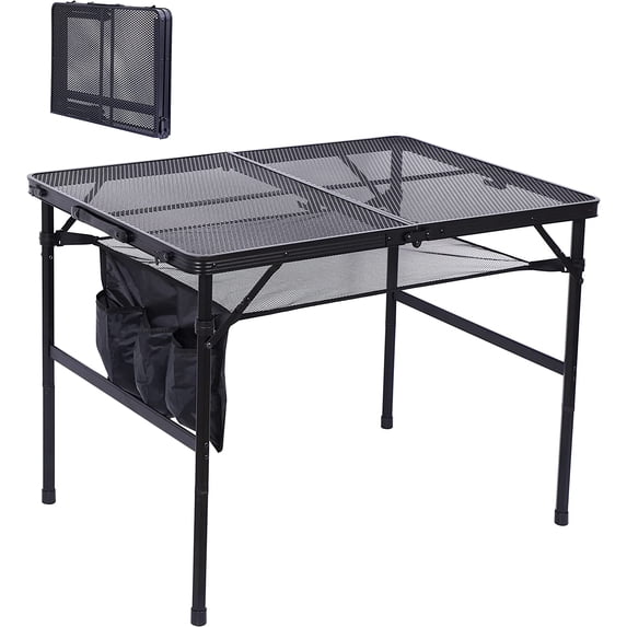 Nice C Adjustable Height Camping Table with Mesh Bag, Black