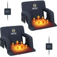 thumbnail image 1 of Nice C Heated Stadium Seats, Bleacher Chairs, 5 Reclining Positions Waterproof Cushion, Upgraded Ultralight, Foldable, Extra Thick Padding, with Shoulder Straps & Net Pockets(Pair Black,NO POWER BANK), 1 of 4