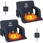 Nice C Heated Stadium Seats, Bleacher Chairs, 5 Reclining Positions Waterproof Cushion, Upgraded Ultralight, Foldable, Extra Thick Padding, with Shoulder Straps & Net PocketsPair Black,NO POWER BANK