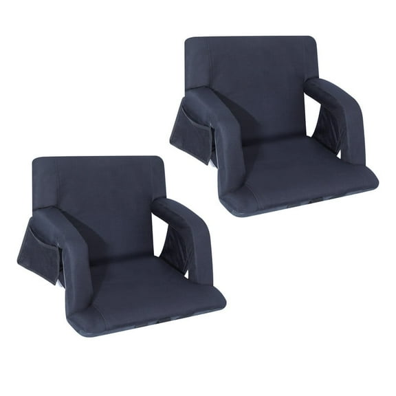 Stadium Seats, Bleacher Chairs, 5 Reclining Positions Waterproof Cushion, Upgraded Ultralight, Foldable, Extra Thick Padding, with Shoulder Straps & Net Pockets (2-Pack)