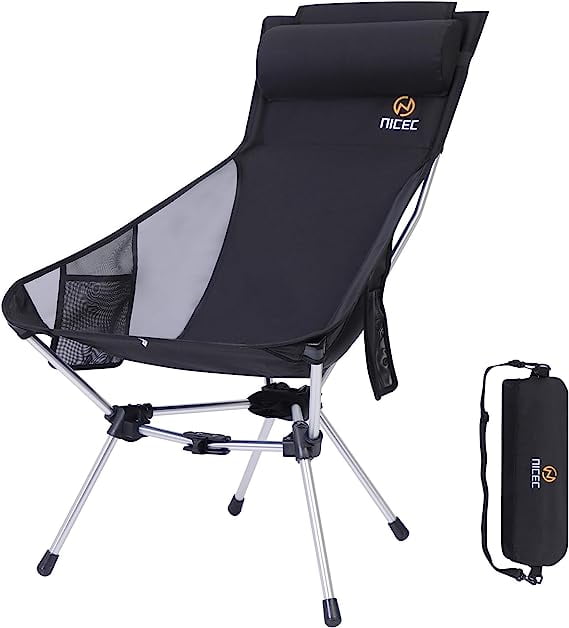 Muke Light MUKE, High Back Folding Camping Chair, Portable, with Pillow & Pockets ...