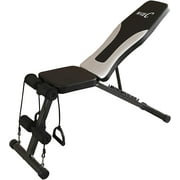 Weight Bench Adjustable, Press Bench with Resistant Band, Foldable, Full Body All-in-One, Multi-Purpose Incline/Decline for Exercise home/office/gym (White/Black)…