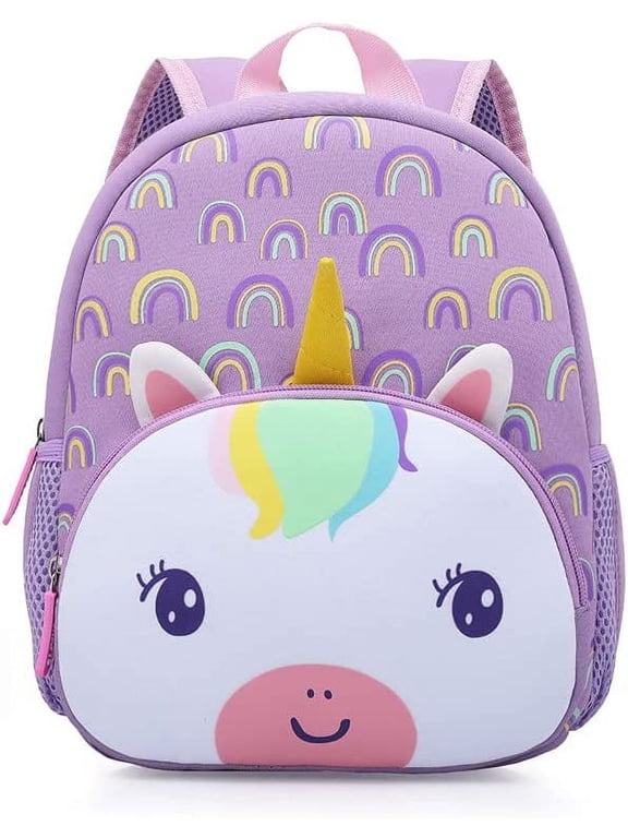 Cute Toddler Backpack Baby Girls Preschool Daycare Backpack Bookbag Schoolbag Gifts for Kids Little Girls(Rainbow Unicorn)