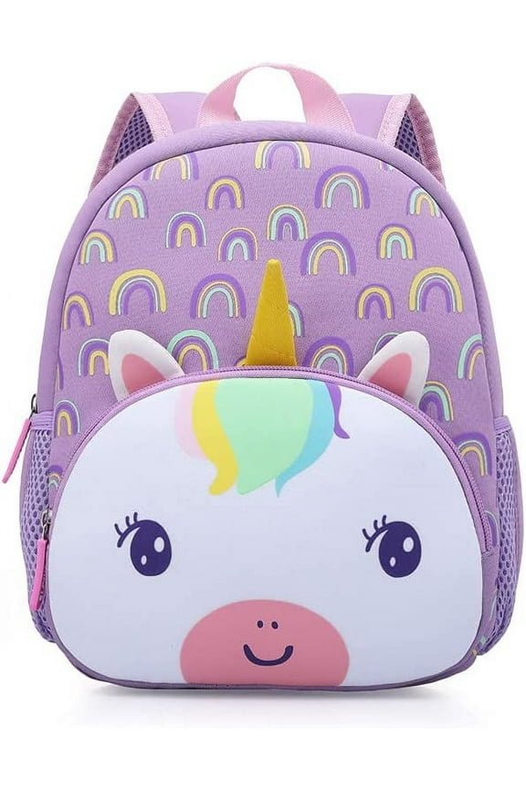 Cute Toddler Backpack Baby Girls Preschool Daycare Backpack Bookbag Schoolbag Gifts for Kids Little Girls(Rainbow Unicorn)