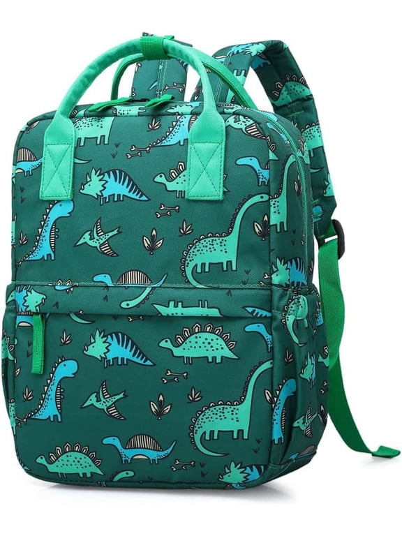 Cute Toddler Preschool Backpack Dinosaur Unicorn School Book Bag for Girls, Boys, Kids, Kindergarten Nursery Travel Bag with Chest Strap(Green Dinosaur)
